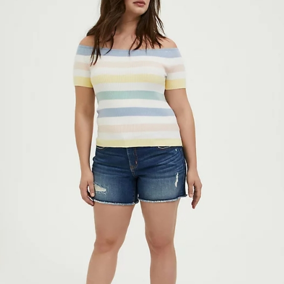 Torrid Ribbed Knit Off Shoulder Top - Picture 8 of 9